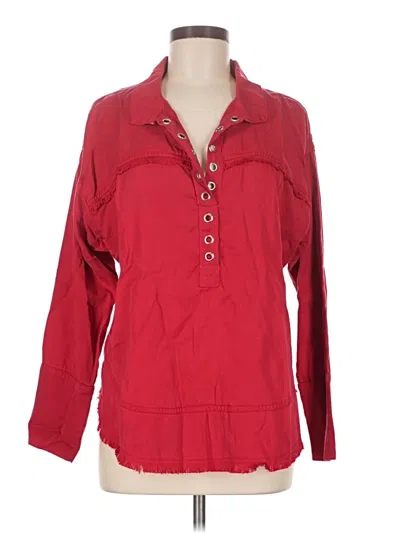 Pre-owned Apny Long Sleeve Blouse In Red