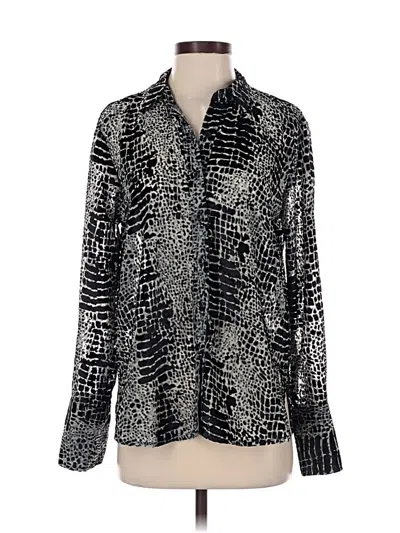 Pre-owned Apny Long Sleeve Blouse In Silver