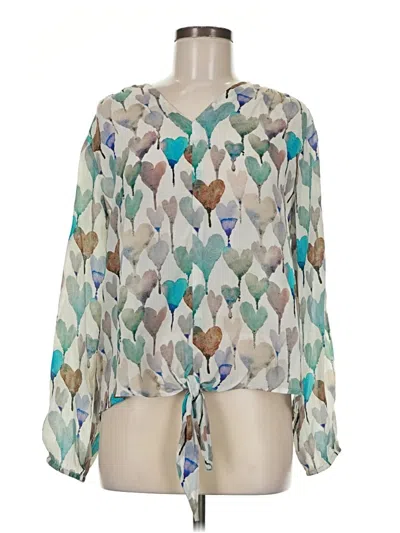 Pre-owned Apny Long Sleeve Blouse In Teal