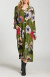 Apny Long Sleeve Shirtdress In Green