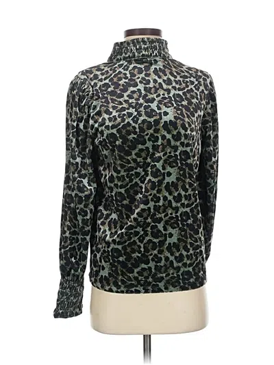 Pre-owned Apny Long Sleeve Top Blue Animal Print Pattern Turtleneck Tops