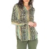 Apny Long Sleeve Tunic Shirt In Green Multi