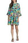 Apny Mix Print Tunic Dress In Bright Blue Multi