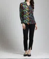 Apny Mixed Pattern Printed Button-up Blouse In Multi In Black