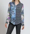 Apny Button-up W Roll-up Sleeve Shirt In Blue Multi In Multi