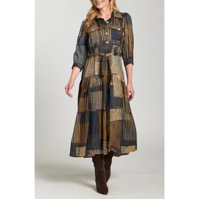 Apny Mixed Print Tiered Shirtdress In Multi