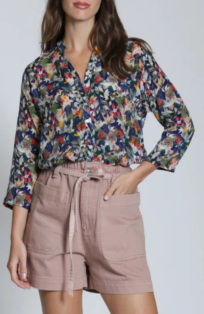 Apny Mixed Stripe Mandarin Collar Button-up Shirt In Multi