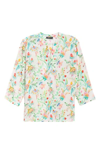 Apny Mixed Stripe Mandarin Collar Button-up Shirt In Multi