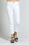 Apny Olivia Double Frayed Mid Rise Ankle Slim Jeans In White