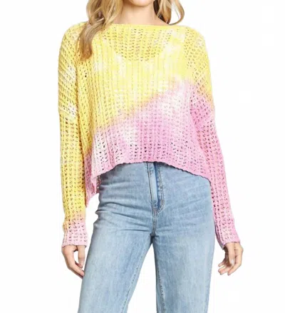 Apny Ombré Open Stitch Cotton Blend Sweater In Yellow/pink Multi