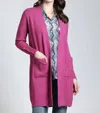Apny Open Front Cardigan In Raspberry In Multi