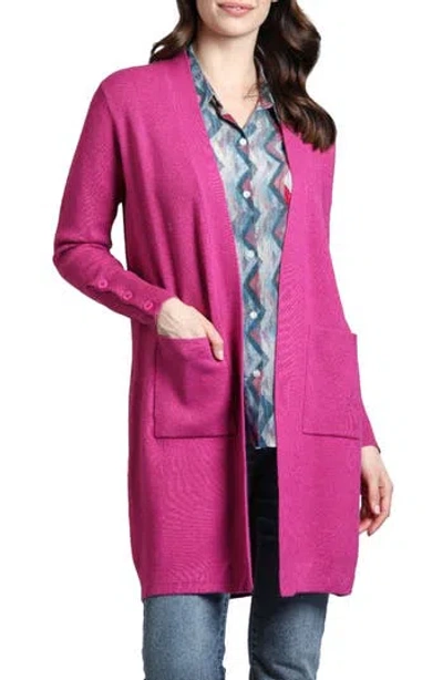 Apny Open Front Cardigan In Raspberry