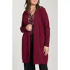 Apny Open Front Long Cardigan In Burgundy