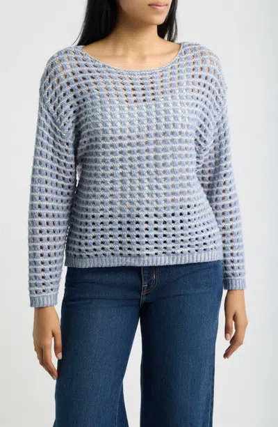 Apny Open Knit Sweater In Blue
