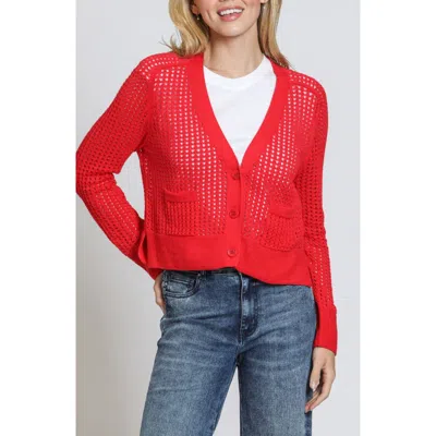 Apny Open Stitch Cardigan In Red