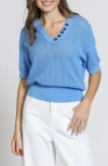 Apny Open Stitch Cotton Polo In French Blue