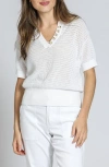 Apny Open Stitch Cotton Polo In White