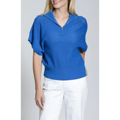 Apny Open Stitch Quarter Zip Sweater In Blue