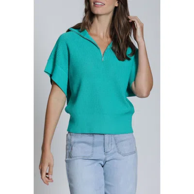 Apny Open Stitch Quarter Zip Sweater In Green