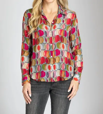 Apny Overlapping Circles Print Shirt In Red Multi