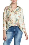 APNY OVERSIZE FEATHER PRINT BUTTON-UP SHIRT