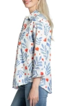 Apny Oversize Feather Print Button-up Shirt In White Multi