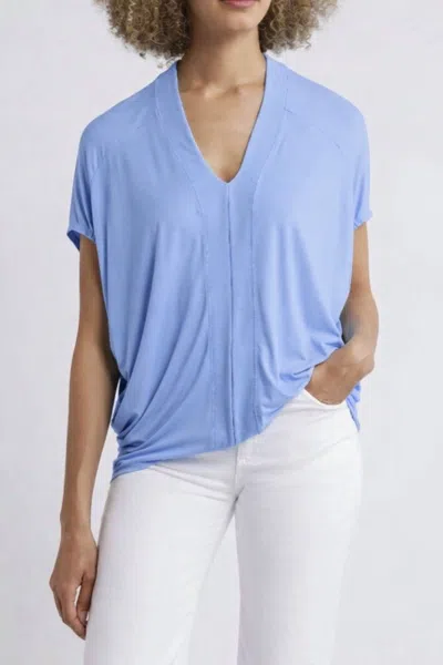 Apny Oversized Short Sleeve Tee Top In Heather Blue