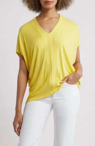 Apny Oversized Short Sleeve Tee Top In Primrose Yellow In White