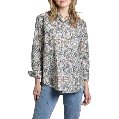 Apny Paint Splatter Boyfriend Poplin Button-up Shirt