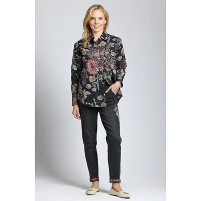 Apny Paint Splatter Boyfriend Poplin Button-up Shirt In Black Multi