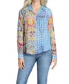 Apny Patchwork Chiffon Button-up Shirt In Multi