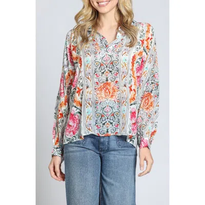 Apny Paisley Floral Top In Pink Multi