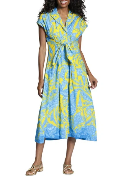 Apny Paisley Print Tie Front A-line Dress In Multi