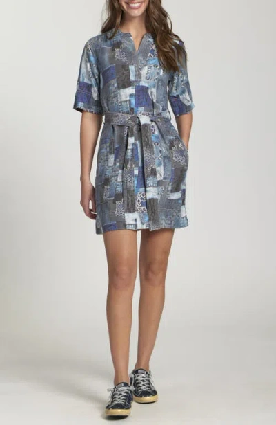 Apny Patchwork Print Belted Dress In Multi