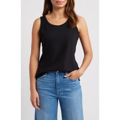 Apny Perfect Fit Scoop Neck Tank In Black