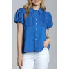Apny Pintuck Accent Puff Sleeve Button-up Shirt In Dazzling Blue
