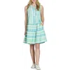 Apny Pintuck Sleeveless Cotton Dress In Green Multi