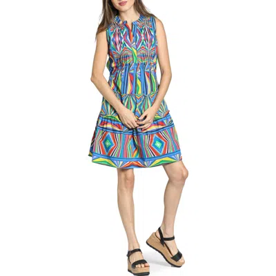 Apny Pintuck Sleeveless Cotton Dress In Multi
