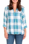Apny Plaid Tunic With Crisscross Back In White