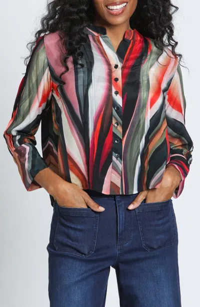 Apny Pleated Long Sleeve Shirt In Multi