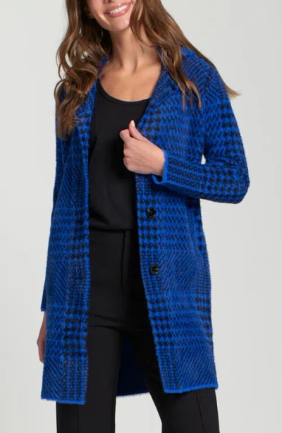 Apny Plush Houndstooth Jacket In Blue