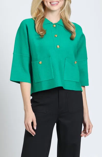 Apny Pocket Polo Sweater In Green