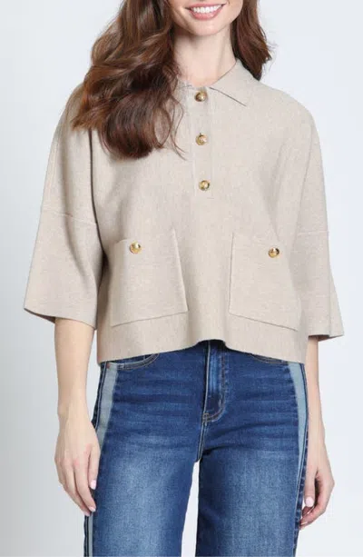 Apny Pocket Polo Sweater In White