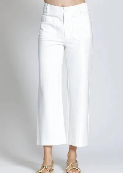 Apny Ponte Cropped Wide Leg Pant With Patch Pocket In White