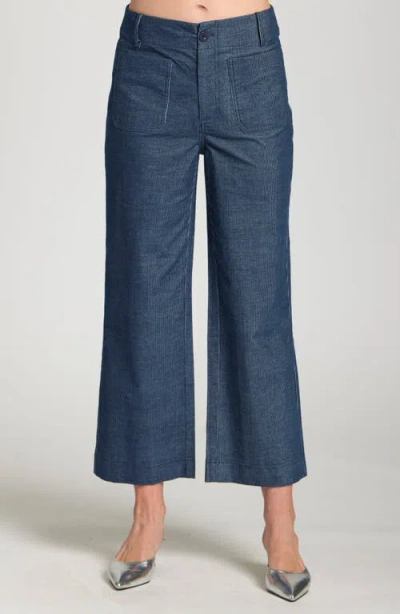 Apny Ponte Wide Leg Crop Pants In Blue