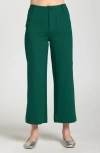 Apny Ponte Wide Leg Crop Pants In Green