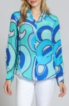 Apny Print Button-up Shirt In Blue Multi