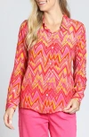 Apny Print Button-up Shirt In Pink Multi