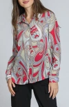 Apny Print Button-up Shirt In Purple Multi