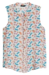 Apny Print Button-up Sleeveless Top In Pastel Grey Multi